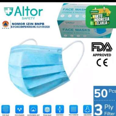 ALTOR Masker 3 ply isi 50 pcs Medis Masker Bedah 3 Ply isi 50pcs