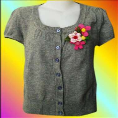 BOLERO CARDIGAN RAJUT ANAK PEREMPUAN 7 - 12 TAHUN BROS BUNGA D-3078 9-10 tahun ABU