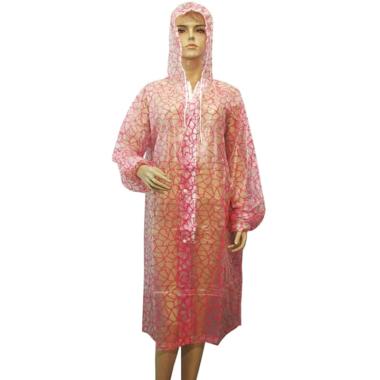 Rainy Collections Motif Mozaik Model Terusan Gamis Jas Hujan Transparan Semua Ukuran pink