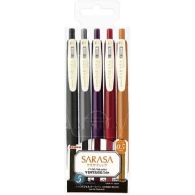 Zebra Sarasa Clip 0.5 mm Gel Pen Bolpen Gel Vintage 5 Color Set Color Set 2
