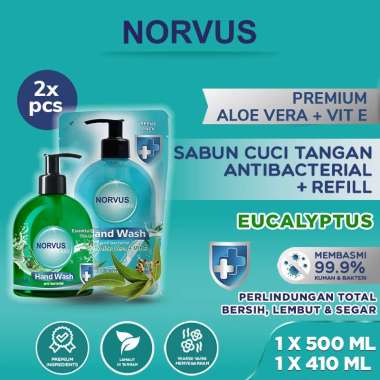 Hand Wash Essential Eucalyptus 1x 500 ml + Refill 1x 410ml - Norvus
