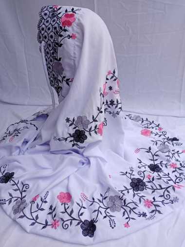 Khadijah Mukena Dewasa Katun Motif Bordir Bunga Hitam
