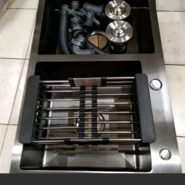 Kitchen Sink Hitam 8245 / Sink Black 2 Lubang Stainless 304 Multicolor