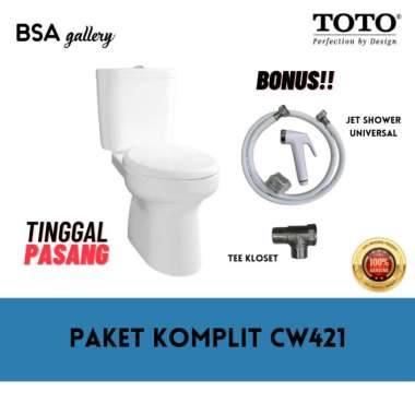 KLOSET DUDUK TOTO CW421J KOMPLIT SET / KLOSET TOTO 421 + JET SHOWER