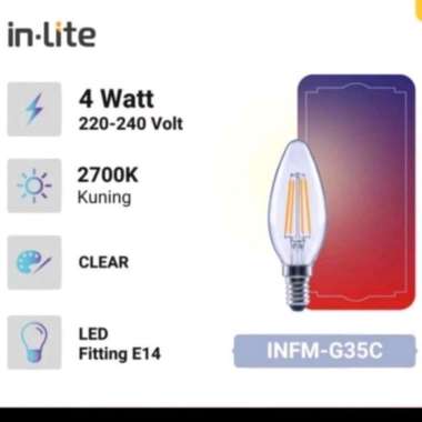 in lite lampu led candle E14 W/in lite lampu jantung cafe filament 4 watt