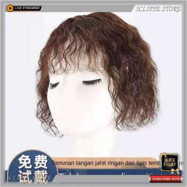 Wig Rambut Palsu 【Rambut Manusia】Wig Wanita Rambut Kepala Meleng