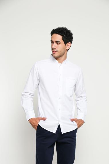 VM Polos Slimfit Kemeja Lengan Panjang Pria XXL PUTIH