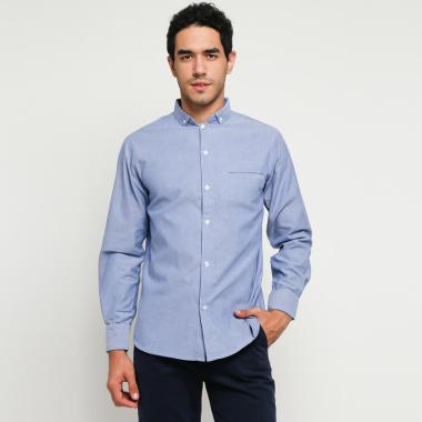 VM Polos Slimfit Kemeja Lengan Panjang Pria L biru muda