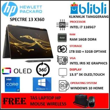 LAPTOP HP SPECTRE 13 X360 i7 1165G7 2in1 16GB 1TB SSD + 32GB OPTANE TOUCHSCREEN WINDOWS 10