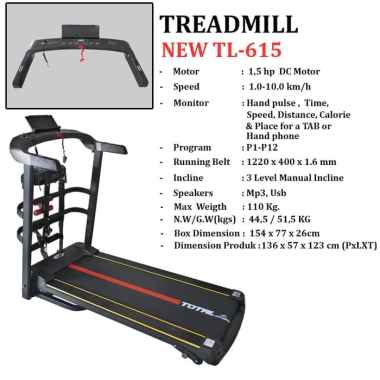 Jual Total Fitness Incline Treadmill Elektrik Tl 618 4 Fungsi Online November 2020 Blibli Com