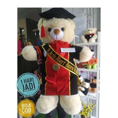 Boneka Wisuda Bear Jumbo Besar + Selempang Wisuda Bordir + Custom