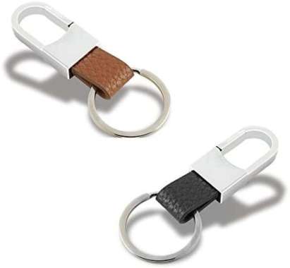 Karabiner Gantungan Kunci Key Chain Pinggang Kulit Metal Mobil Motor Cokelat
