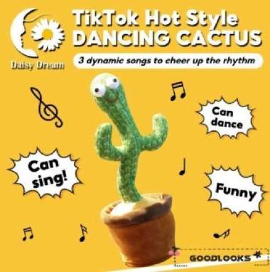 Mainan Anak Boneka Kaktus Peniru Suara CACTUS SINGING DANCING TOYS BAJU+3MUSIC