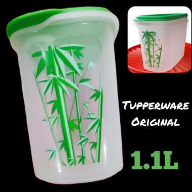 Gratis Ongkir Tupperware Original Wadah Kopi Gula Teh Susu Toples Kerupuk Keripik Hijau 1.1L