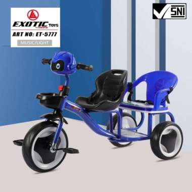 Sepeda Roda Tiga Anak Exotic Et-5777 Boncengan Biru