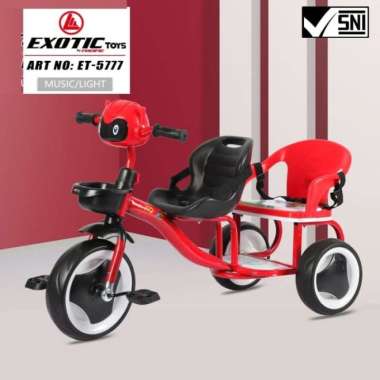 Sepeda Roda Tiga Anak Exotic Et-5777 Boncengan Merah