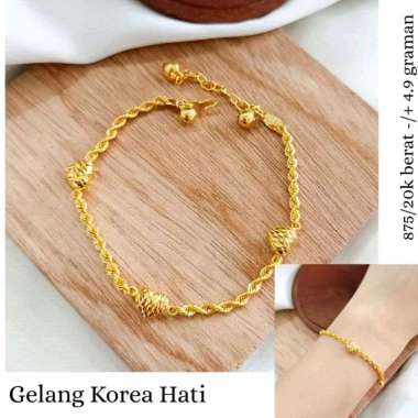 gelang model korea hati elegant emas asli