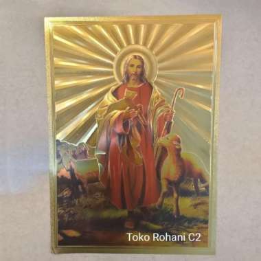 Poster Yesus Gembala Yang Baik 25x35cm - Poster Hologram - Poster Roha