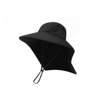Hamlin Leroy Topi Mancing Unisex Anti Panas Waterproof Wide Design Material Nylon ORIGINAL - Black