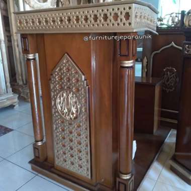 Mimbar masjid podium jati dudukan