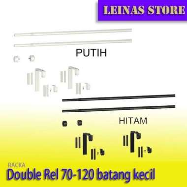 Double Rel Gorden 70 -120cm Adj / Rel Gorden Vitrase + Encap + Breket Hitam