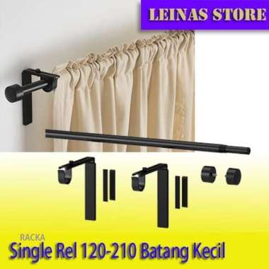 Single Rel Gorden 120 -210cm Adjustable/ Rel Gorden + Encap +Breket Hitam