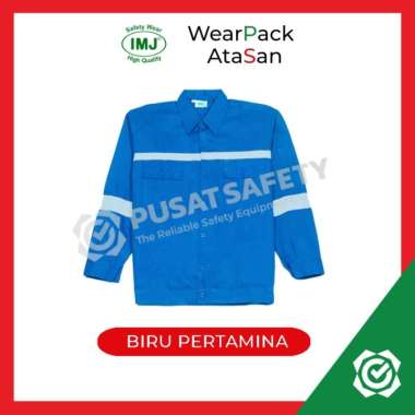 Atasan Lengan Panjang Baju Safety Wearpack IMJ Jumbo 2XL-6XL Biru Pertamina XXXL