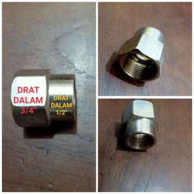 Nipple Nepel Sock Double Drat Dalam 1/2" X 3/4" Inch Sambung Pipa Besi