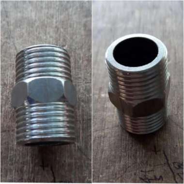 Sambungan Double Dobel Nipple Nepel 1/2" X 1/2" Inch Babet Chrome