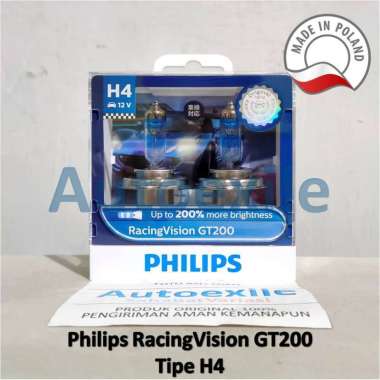Philips Racing Vision H4 H7 200% Lebih Terang Lampu Depan Mobil Terang RacingVision H4 60/55W