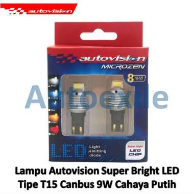 Autovision Microzen Super Bright LED T15 W15W T16 W16W 9W Canbus White Putih Original Lampu Mundur B