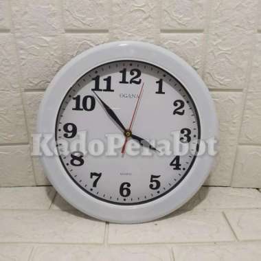jam dinding polos ogana - jam dinding ruangan- jam dinding kamar polos Putih