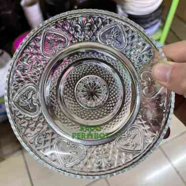 piring tatak kaca motif bunga - piring tatak gelas kaca - tatakan kaca
