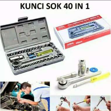 kunci shock set konci sok 40in1 socket wrench kotak konci shok