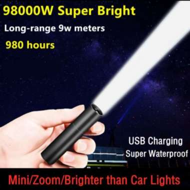 senter mini super terang lampu senter led portable jarak jauh usb