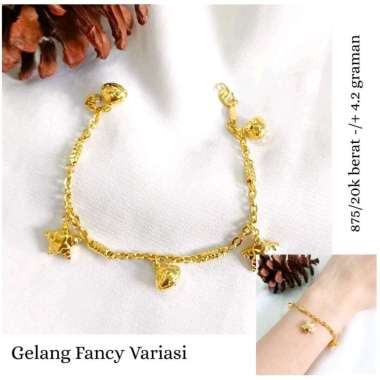 gelang fancy model variasi bandul bulat bintang elegant emas asli