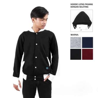 Elfs Active - Vanko 2in1 Varsity Hoodie Fleece Jacket Hitam M