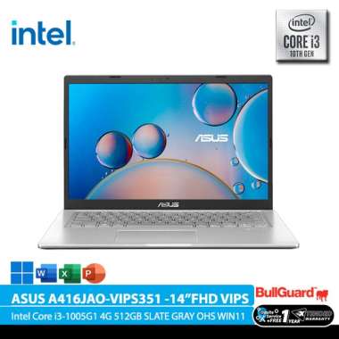 ASUS VIVOBOOK 14 A416JAO-VIPS351 (14"FHD VIPS,Intel Core i3-1005G1/4G/512G PCIE/SILVER/WIN11)
