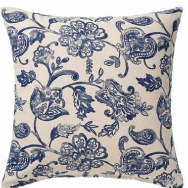 Sarung Bantal Motif Bunga Alami 50x50cm Original_Biru