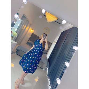 Dress Kimono Pendek Selutut SLT Midi Busui Friendly Casual Kondangan Rayon Motif Premium Jumbo LD 12