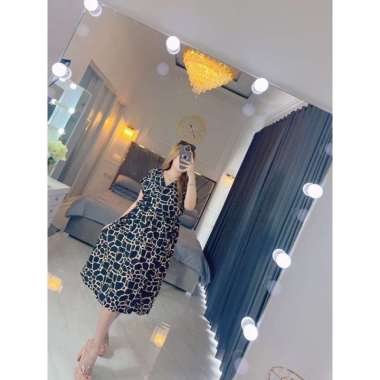 Dress Kimono Pendek Selutut SLT Midi Busui Friendly Casual Kondangan Rayon Motif Premium Jumbo LD 12