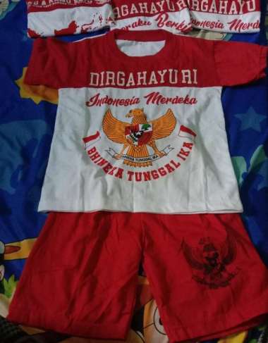 Ecer set stelan merah putih / baju agustusan /MERDEKA BAJU ANAK 17 AGUSTUS HUT RI INDONESIA XL GARUDA
