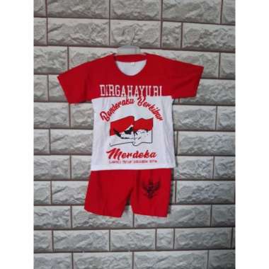 Ecer set stelan merah putih / baju agustusan /MERDEKA BAJU ANAK 17 AGUSTUS HUT RI INDONESIA XL BENDERA