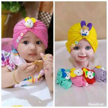 Turban Anak Turban Bayi Ciput Ciput Bayi Turban Pom Bunny 0-3th multiwarna