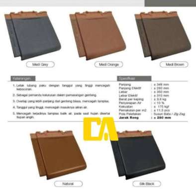 GENTENG KERAMIK KANMURI MEDI FULL FLAT