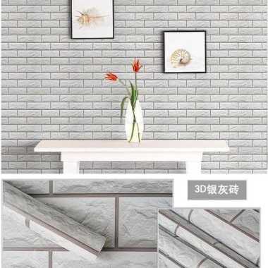 Wallpaper Dinding Sticker Bata Abu / wallpaper dinding motif batu bata