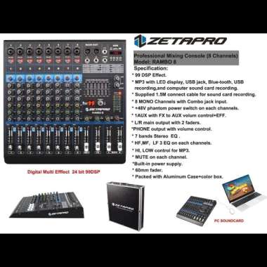 Mixer audio zetapro rambo 8 / rambo8 original 8 channel