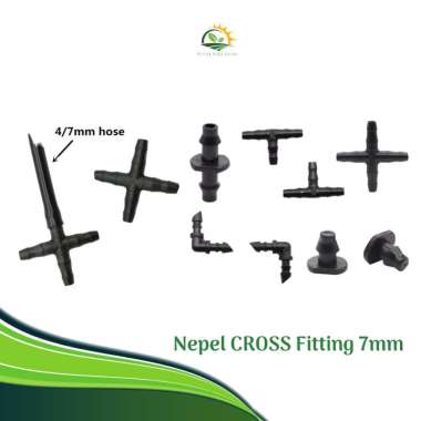 Konektor Nepel CROSS Fitting 4 Cabang Selang 7mm PE 4/7mm