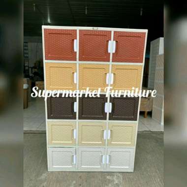 LEMARI PLASTIK AKAKO SWING 3PINTU 4SSN/5SSN SUSUN 5 BUBBLE 1 LAPIS