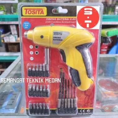 BOR OBENG BATERAI CHARGER CAS TANPA KABEL CORDLESS SCREW 3,6V TOSITA